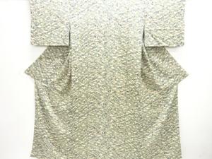 遠山に家屋・花模様小紋着物